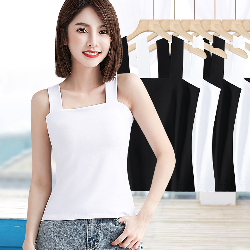 白色宽肩带吊带背心夏季修身内搭