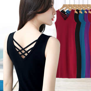 打底裙交叉网格美背背心 过膝长款 小黑裙性感修身 显身材包臀裙无袖