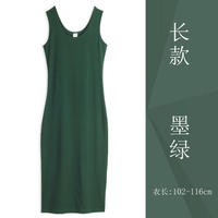 Black sleeveless dress with a base layer, large-sized mid-length ribbed halter top dress for women to wear outside in summer thumbnail 5