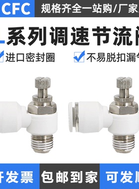 气动气缸SL气管高压快速白接头节流阀调速阀SL4/6/8/10/12/16