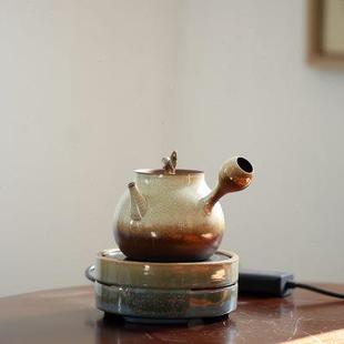 明德园赤兔陶壶玉兔砂铫全手工薄胎跳盖壶电陶炉烧水原矿红泥围炉