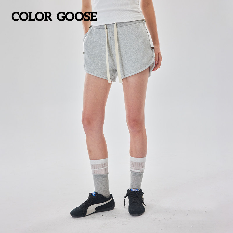 COLOR GOOSE棉质抽绳系带短裤女款显瘦时尚百搭新款显瘦休闲短裤
