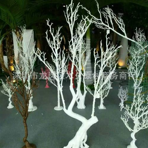 仿真枯树白色圣诞树金树银树节庆装饰树人造假树白树灯树摆件