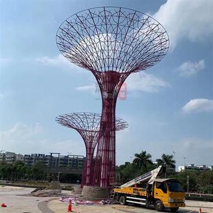 不锈钢树形伞状广场雕塑不锈钢雕塑异形树形叶形廊架户外园林景观