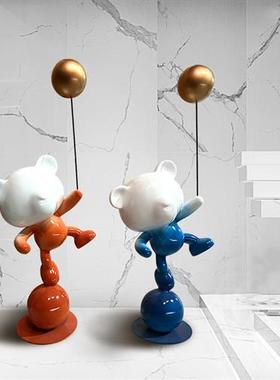 可爱气球摆件客厅装饰落地熊网红大型动物公仔卡通轻奢玻璃钢雕塑