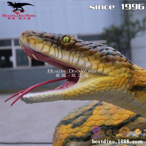 仿真动物模型黄金大蟒蛇机械电动可动可叫动物园主题公园引流.
