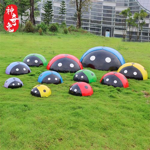 户外仿真七星瓢虫雕塑庭院草坪幼儿花园林玻璃钢甲虫卡通动物摆件