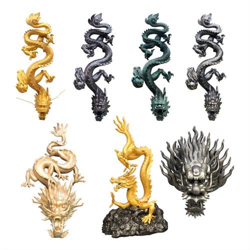 玻璃钢龙雕塑喷水龙头雕塑景观仿铜中国龙二龙戏珠雕塑厂家