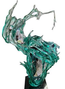 透明树脂工艺艺术品摆件创意水晶雕塑玄关软装抽象铂晶装饰品定制