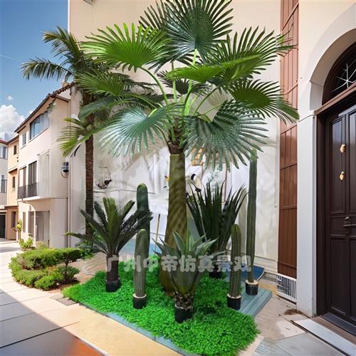 仿真棕榈树假人字皮扇葵树户外玻璃钢大型椰子树大王椰海枣树绿化