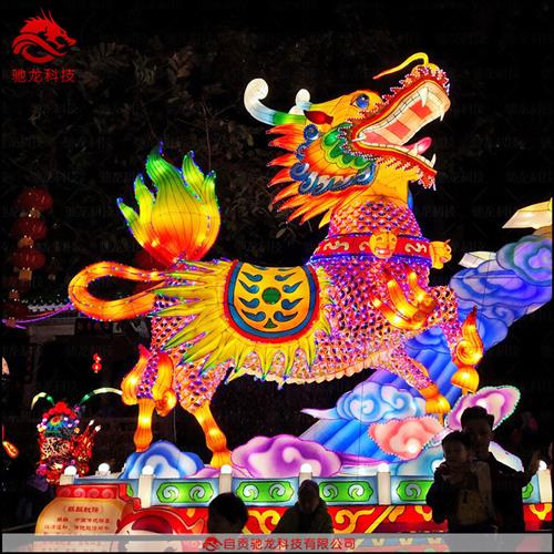 自贡花灯定制大型彩灯制作舞狮花灯迎春民间传统布艺灯笼春节灯展