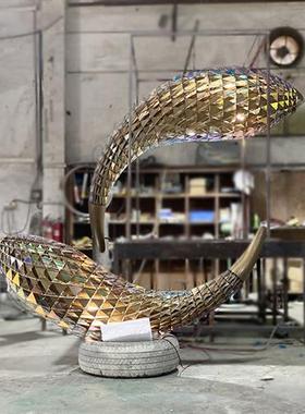 不锈钢雕塑定制电镀鱼镂空景观艺术园林酒店金属亚克力摆件装饰品