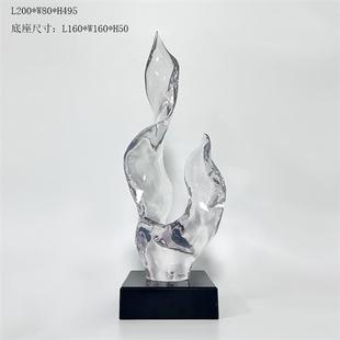现代客厅抽象艺术透明树脂雕塑摆件酒店样板房办公桌电视柜工艺品