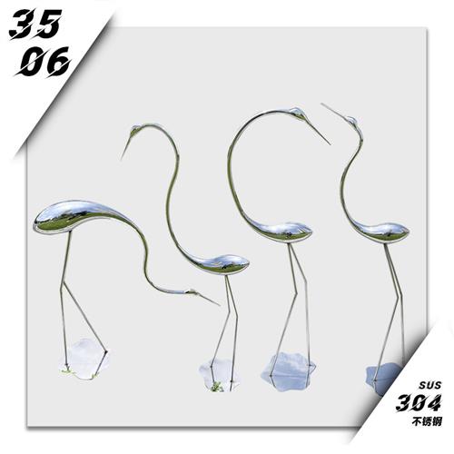 不锈钢金属仙鹤鸟白鹭雕塑售楼部样板间庭院水池草坪装饰户外摆件