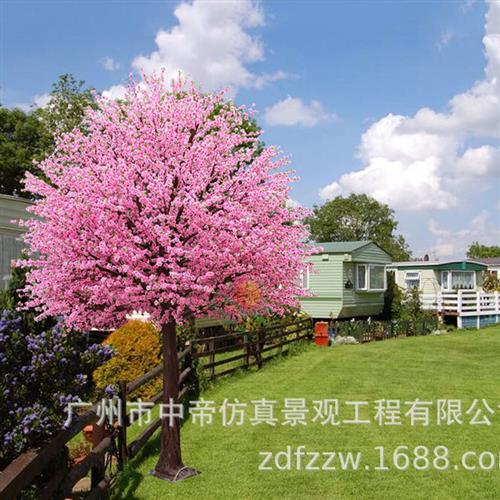 室外仿真桃花树塑胶花枝大花树玻璃钢树杆人造大树婚庆节庆花树