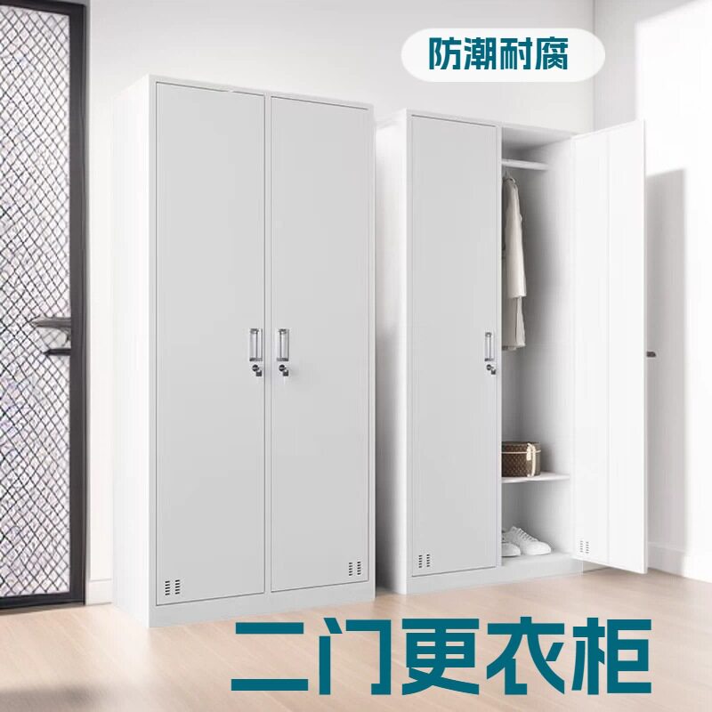 双门宿舍衣柜铁皮带锁更衣柜员工宿舍更衣室铁皮柜二门衣柜
