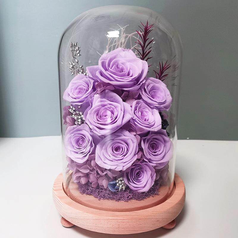 9朵玫瑰永生花摆件干花真花束礼盒七夕情人节创意生日礼品不凋谢