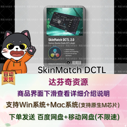 达芬奇插件 调色润肤AI肤色校准工具  SkinMatch DCTL