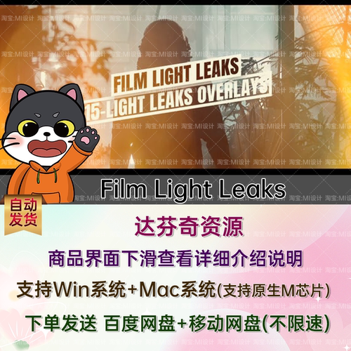 15种胶片漏光效果叠加怀旧梦幻镜头达芬奇模板 Film Light Leaks