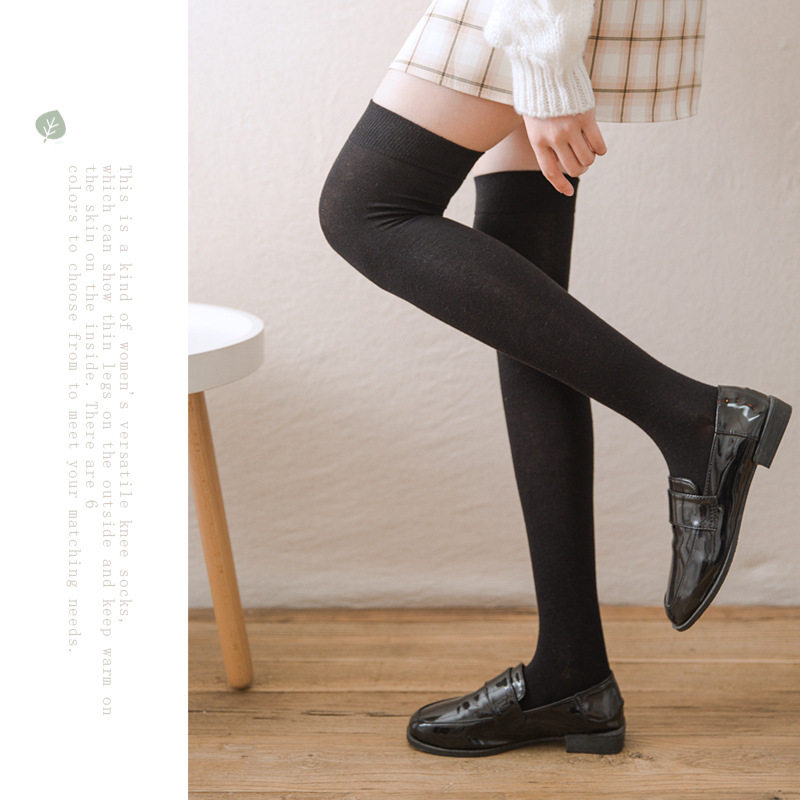 新品Women Knee Socks Autumn Winter SGolid Color Thigh High S