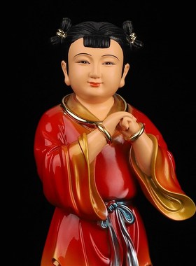 新品树脂金童玉女童男童女童像善财童子龙女观音菩萨家Y用桌面精