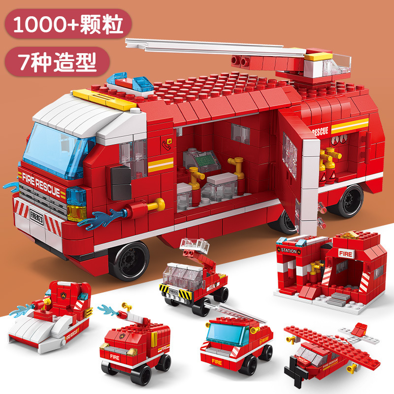 乐乐兄弟8978-5消防车指挥车积木1000pcs科教益智学生玩具礼物