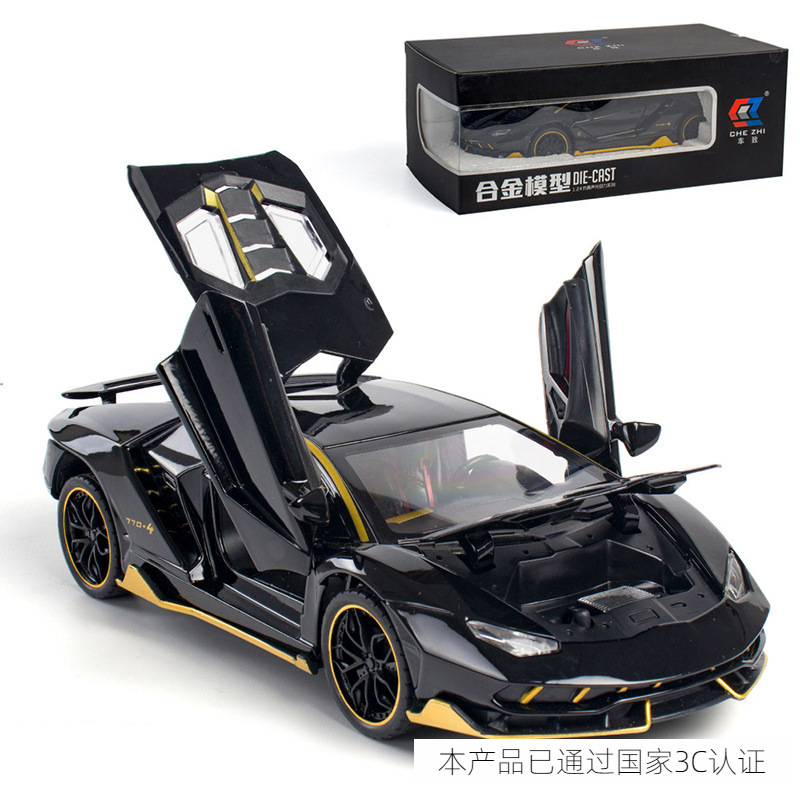 车致1:24兰LP770合金跑车模型声光回力四开门男儿童玩具汽车摆件