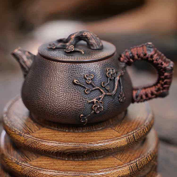 复古手工锤纹铜壶高端茶具冲泡茶叶家用泡茶壶
