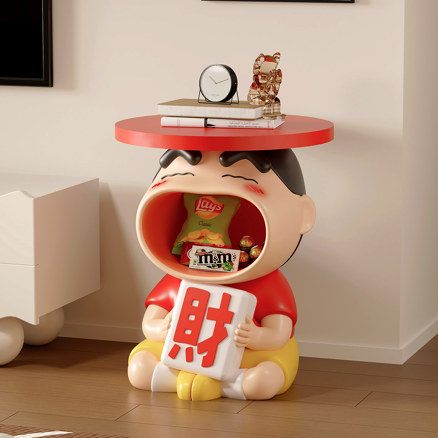 蜡笔小新落地摆件现代奶油风边几