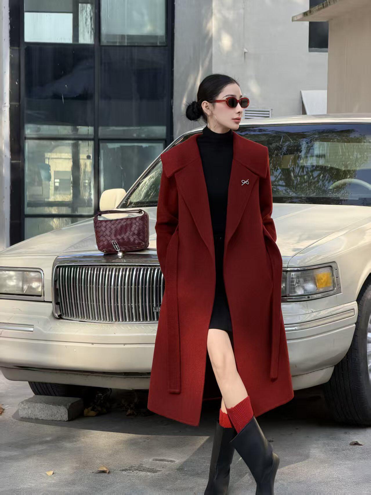 百分之百全毛2025秋冬新款双面羊绒大衣女中长款韩版宽松羊毛大衣