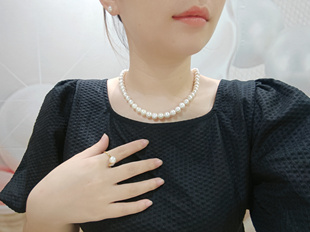 （送耳钉/礼盒/珍珠粉）广西北海天然项链无核简约百搭送妈妈婆婆