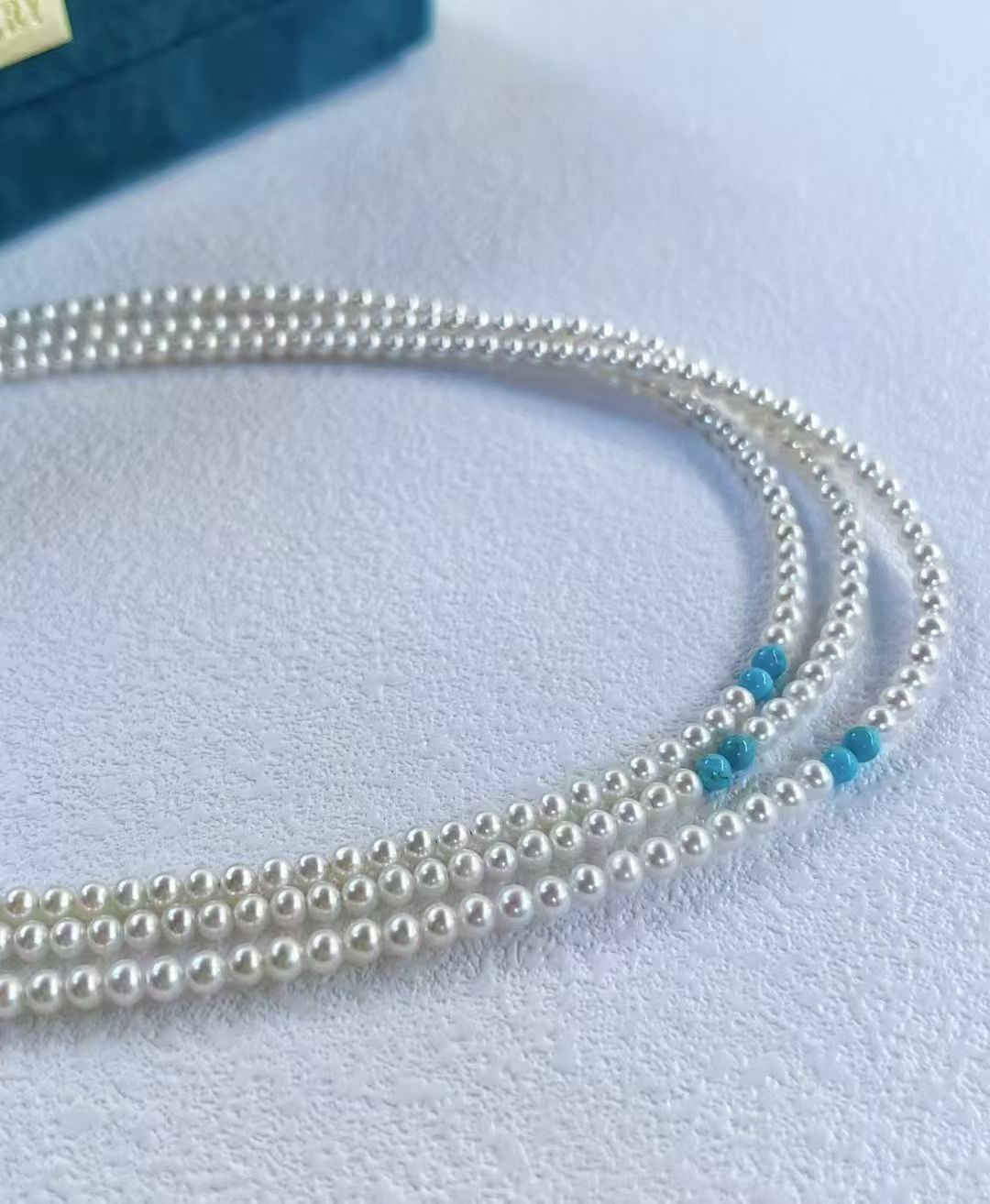 广西北海天然珍珠项链女款轻奢小众设计感颈链配饰绿松石毛衣链