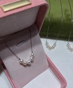 送耳钉/珍珠粉/礼盒广西北海市天然珍珠s925银法式珍珠项链女微笑