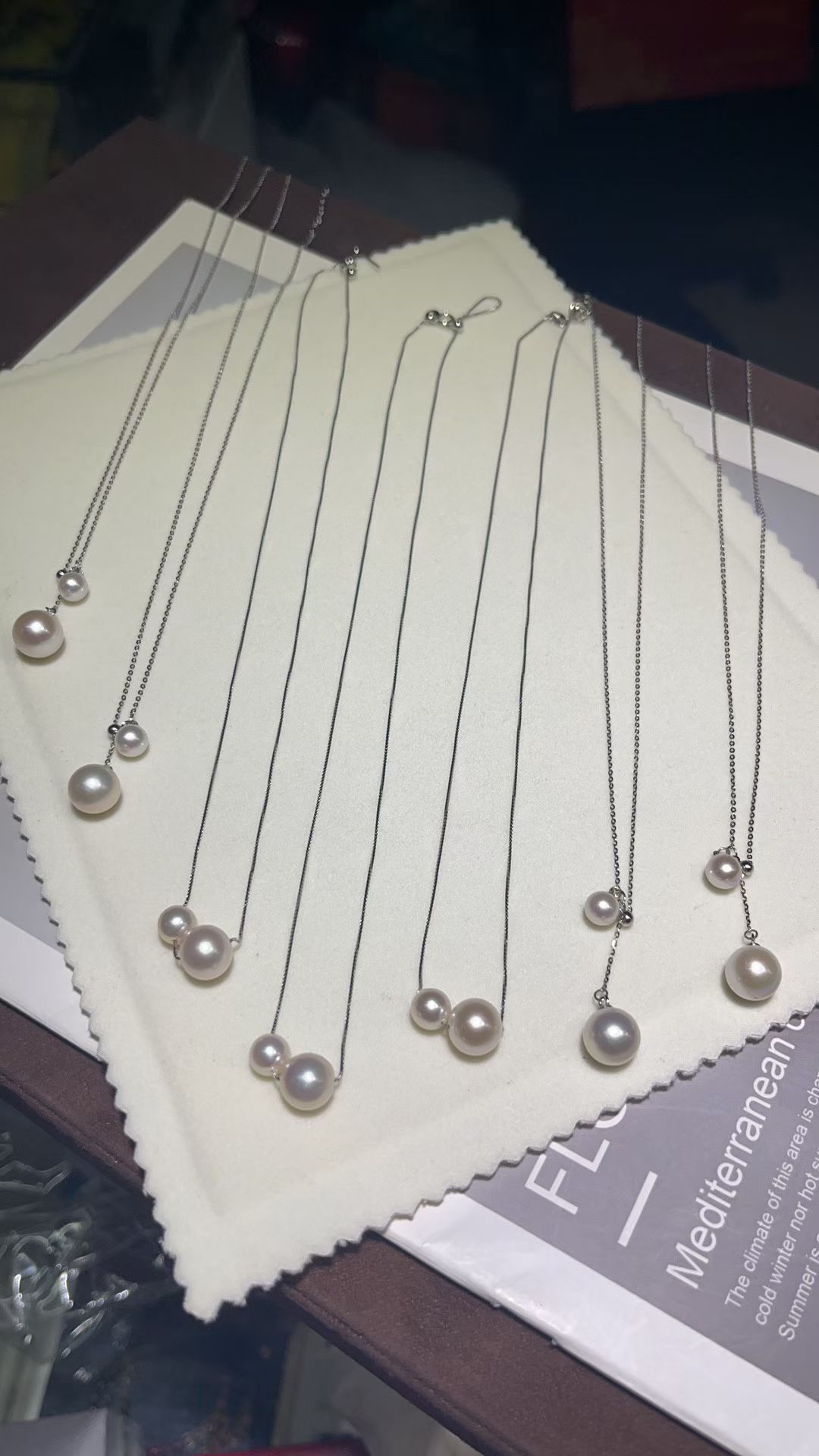 广西北海天然珍珠项链5-8mm双珠路路通新款爆款高级感锁骨链