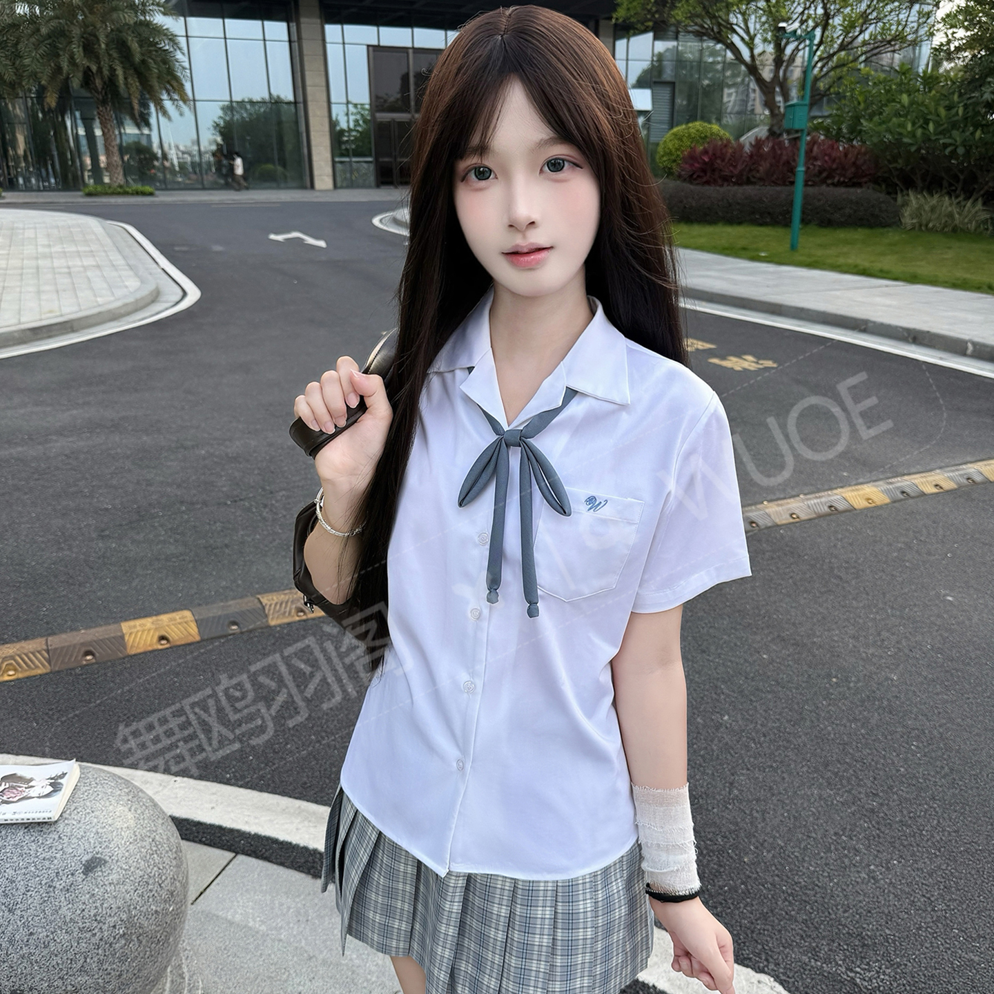 竹纤维短袖开襟JK衬衫羽恋竹心