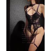 紫色蕾丝塑身连体衣性感内衣套装 女