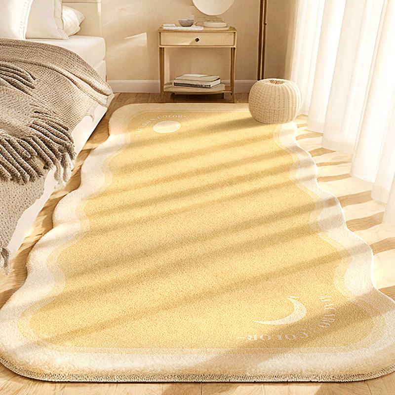 奶油风异形地毯卧室床边毯仿羊绒公主房间衣帽间客厅脚垫飘窗地垫