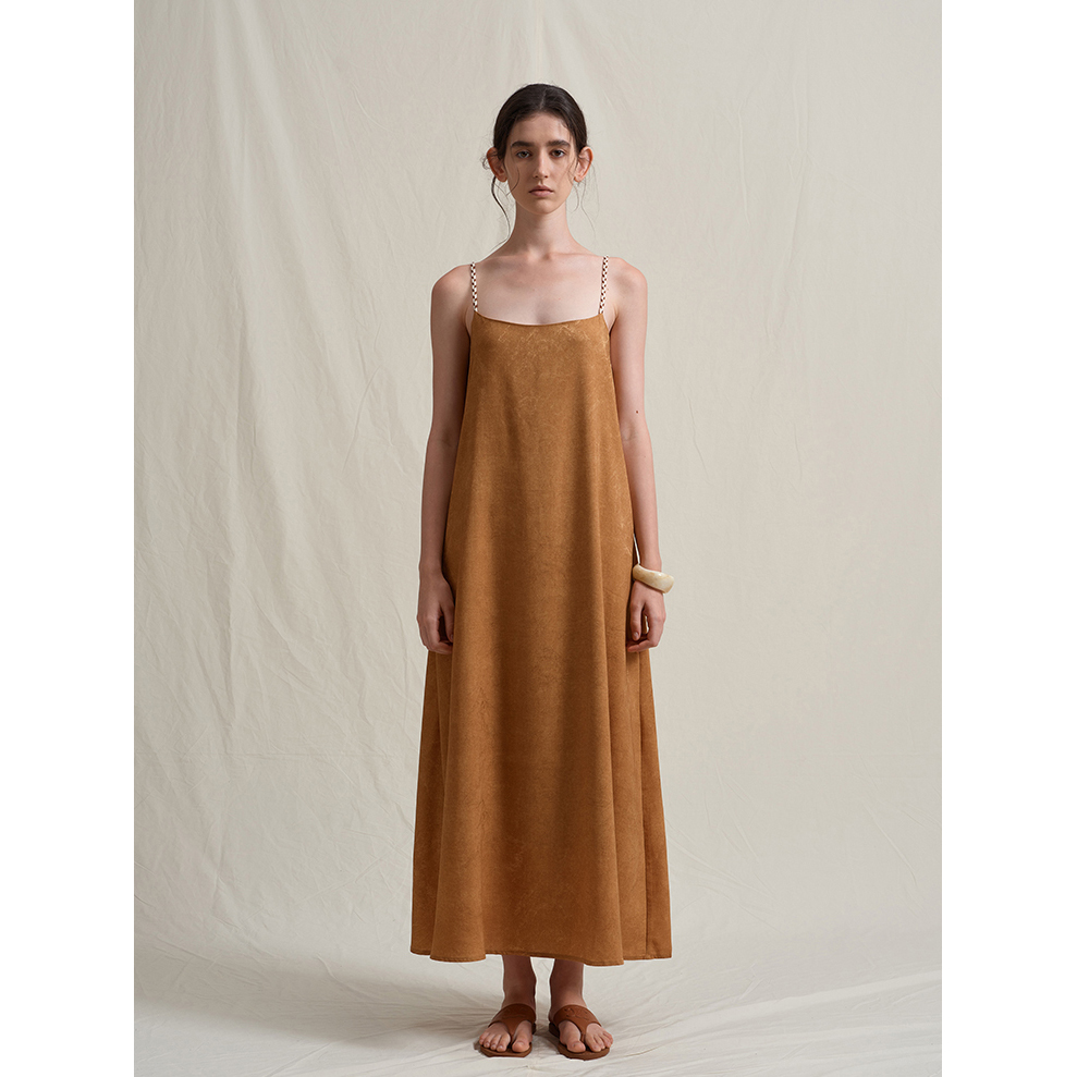 Textile Song甜颂 新中式晕染绑绳吊带裙女新款高级感肩带连衣裙