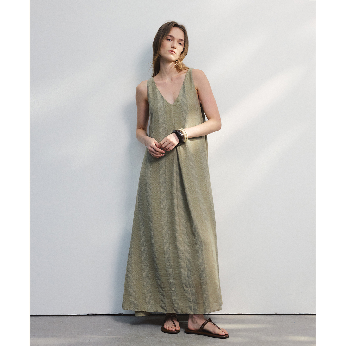 法式褶皱提花两穿连衣裙