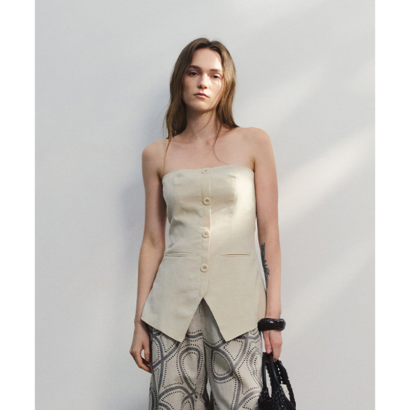 法式天丝苎麻抹胸小衫高级感上衣