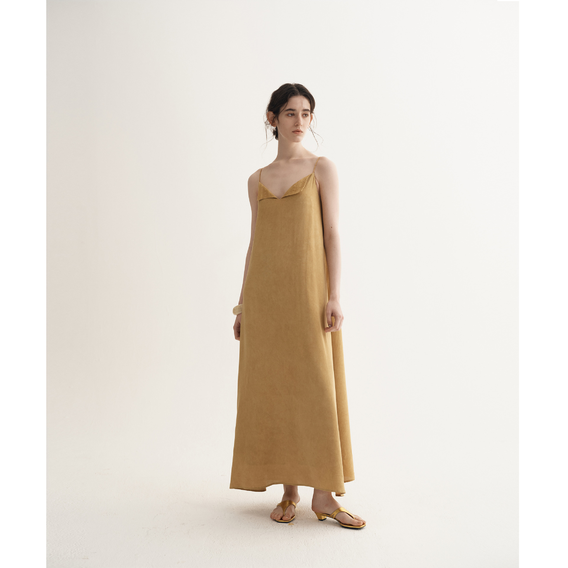 Textile Song甜颂新中式晕染吊带连衣裙女轻奢国风修身垂感长裙子