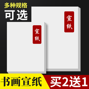 小学生三年级作品纸宣纸生宣纸国画专用半生宣4k8k绘画生白色加厚美术生a3a4纸初学者练习熟宣50张毛笔练习纸