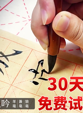 毛笔兼毫中楷狼毫书法专用初学者国画羊毫毛笔大中小号专业级加大行书成人毛笔字初学者入门大楷体毛笔小学生