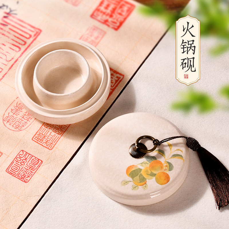 火锅砚台带盖墨盒墨池墨水毛笔书法专用初学者防干墨可磨墨天然原石学生练习写毛笔字刻磨墨砚文房四宝砚墨用