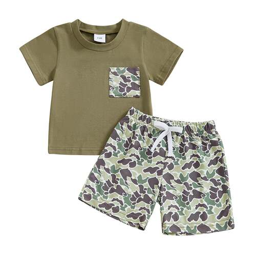 Toddler Baby Boy Camouflage Short Sleeve Pocket T Shirt Tops