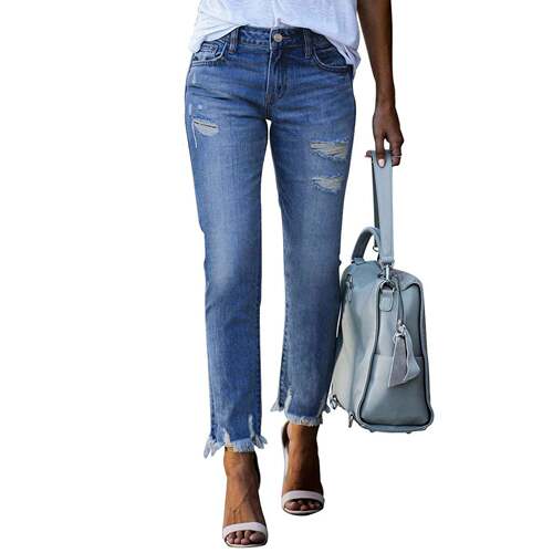 Women'S High Waist Plenty Jeans Ripped Boyfriend Distressed