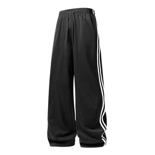 Vintage Side Stripe Wide-Leg Pants Casual Retro Style