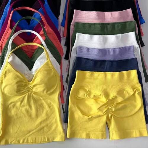 Comfy Active Wear Gym Set 2 Piece Longline Strappy Top