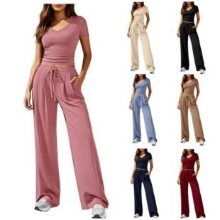 Women'S V Neck 2-Piece Sets Summer Spring Lounge Set