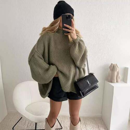 Women'S Long Knitted Jumper Tops - Oversized And Thick